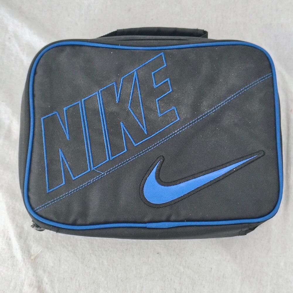 Nike Black Blue Swoosh Lunch Box Insulated Cooler Bag NEW School Work Travel